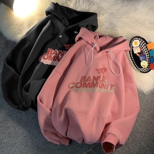Cotton letter print fried street guard womens tide plus plush thick winter Korean version loose couple hooded jacket