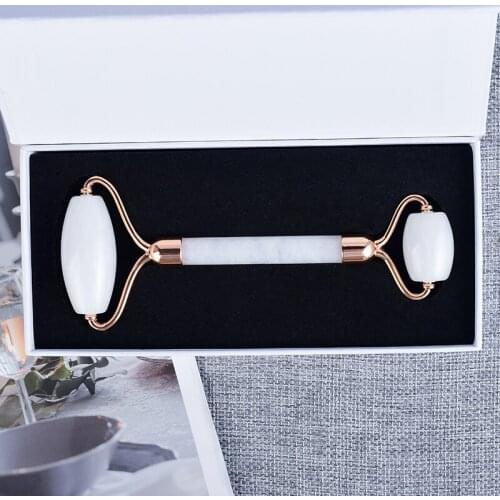 Lifting Face Natural White Jade Roller with Gift Box Massage Hands Neck Slimming Body Pore Repairing Anti-Wrinkles Removal Puffy
