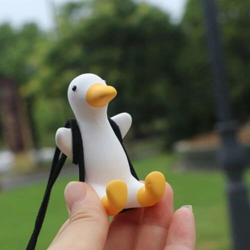 Cute Anime Car Accessories Swing Duck Pendant Car Rearview Mirror Ornaments Birthday Gift Car Decoration Car Incense