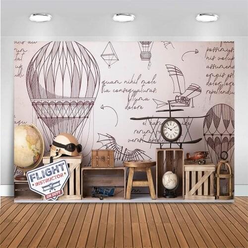 Mocsicka Adventure Theme Newborn Baby Shower Backdrop Hot Air Balloon Flight Kids Portrait Photography Birthday Photo Background
