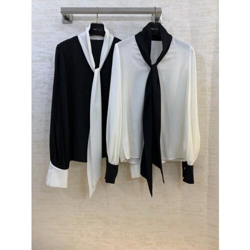 Fashion 2021 new ladies long sleeve sexy casual solid color silk shirt 0107