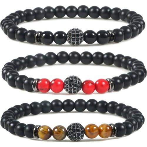 Fashion Black Natural Stone Bracelets&Bangles Turquoises Mens 8mm Round Beaded Elastic Rope Bracelet For Women Buddha Jewelry