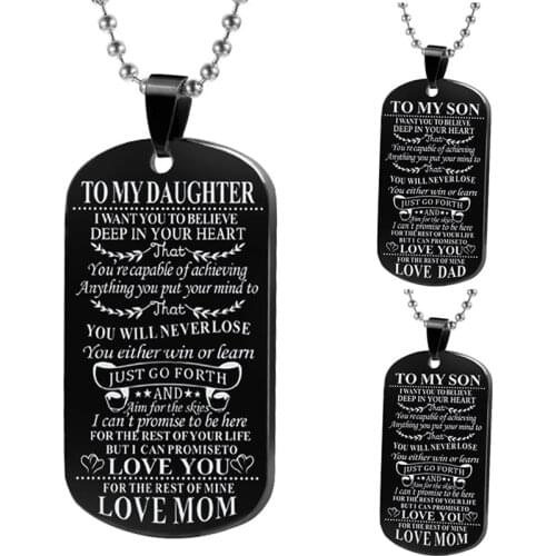 Father And Son Stainless Steel Letters Pendants Men Jewelry Dog Tag Pendant Necklaces Military Army ID Tag Necklace Father Gift