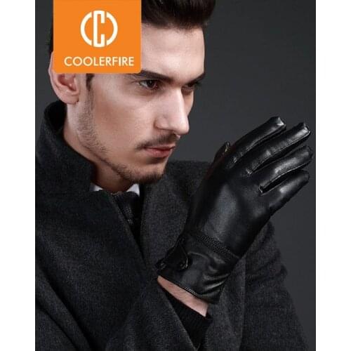 New Designer Gloves For Men High Quality Genuine Leather sheepskin Mittens Warm Winter Mens Gloves Black Male Glove ST027