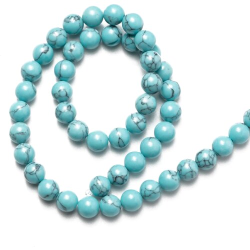 Wholesale Smooth Natural Stone Blue Turquoises Round Loose Beads 4 6 8 10 12mm for Jewelry Making DIY Bracelet Necklaces