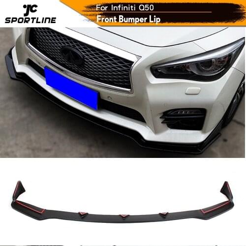 PU Primer Front Bumper Lip Spoiler Splitters for Infiniti Q50 Sport Sedan 4-Door 2014 - 2017