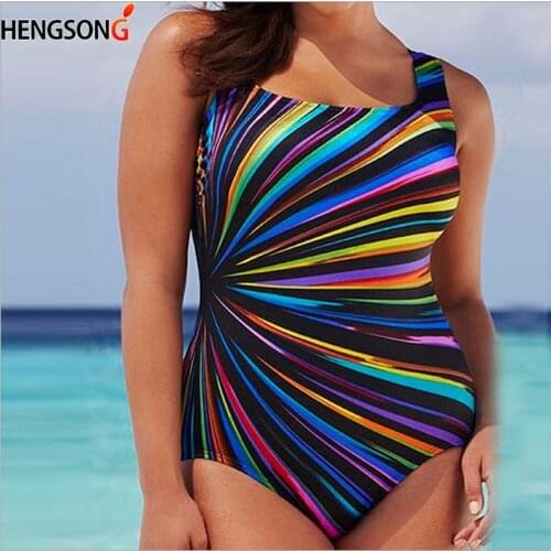 Plus Size Swimwear Women Striped Print Bathing Suit Bikini Large Size One Piece Swimsuit 5XL Monokini Swimming Suit Bikinis Sets