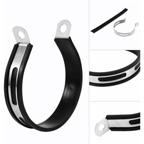 Hanging Clamp Strap Mount Bracket 10.5cmx2cm black Motorcycle Exhaust Muffler Silencer Hanger