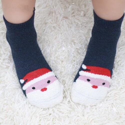 Christmas Kids Socks Coral Fleece Cotton Toddler Infant Baby Boys Girls Gift Xmas Winter Autumn Non-slip Clothing for Kids 0-4T