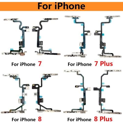Original New Power Flex For Iphone 7 Power & Volume Buttons Key Switch Flex With Metal For Iphone 8 Plus X XR XS Max atacado