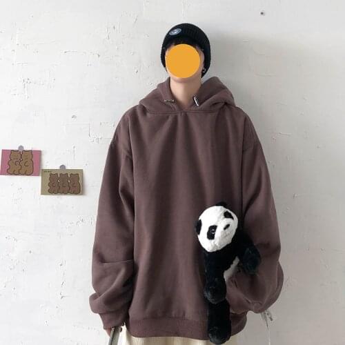 Plush Thicken Hoodies Mens Warm And Fashion Solid Color Cotton Sweatshirt Men Streetwear Loose Hip-hop Double Hat Hoodie Mens