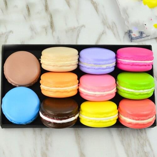 Festive Party Supplies Artificial Decorations Foods Solid Color PU Simulation Macarons Cake Dessert Model 9pcs/lot