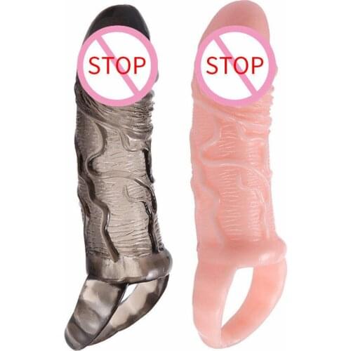 Penis Sleeve Extender Reusable Condom Cock Dick Ring Male Massage Adult Toys For Men Enlargement Delay