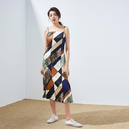 Spring and summer dress women dress 2019 new Spring Fashion vintage leopard Polka Dot silk suspender backless a-line long dress