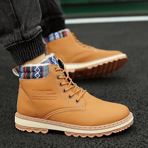 Waterproof Winter Men Boots With Fur Warm Snow Women Boots Men Work Casual Shoes Sneakers High Top Rubber Ankle Boots Plus Size