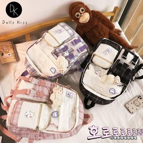 Ladies College Style Backpack Female JK Fresh Plaid Book Bag Girls Japanese Hit Color Backpack Sweet Large Capacity School Bag