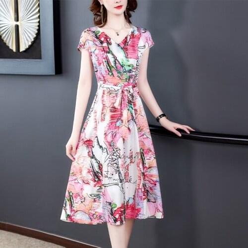 Women Long Floral Print Silk Dress Summer 2021 Runway Elegant Korean Casual Office Lady Vacation Party Night Vestidos New