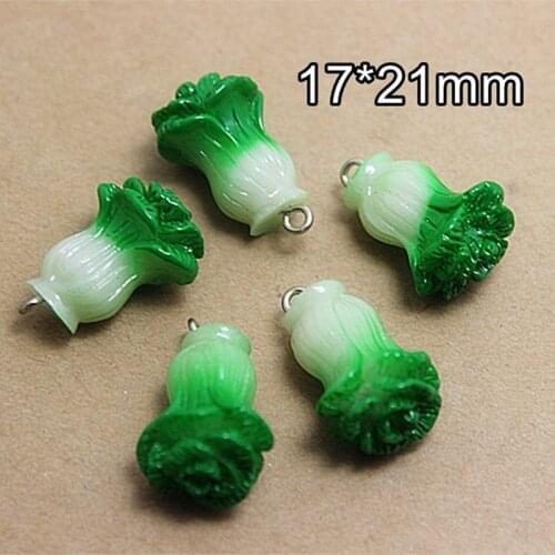 10pcs cute 3D resin green vegetables miniature art food diy home garden decoration,17*21mm,DZ022