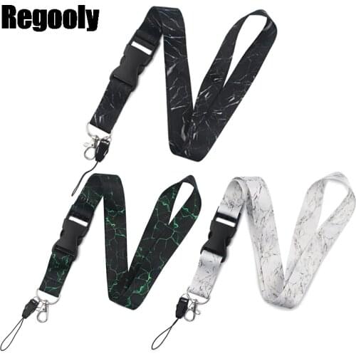10pcs Marble texture Neck Strap Lanyards ID badge card holder keychain Mobile Phone Strap Ribbon webbing necklace decorations