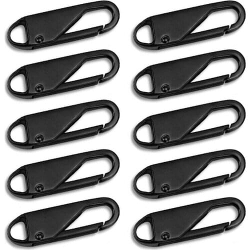 10 Pieces Universal Metal Zipper Head Repair Kit Zipper Puller Slider Handle Fixer Replacement Thin Hook DIY Sewing Craft