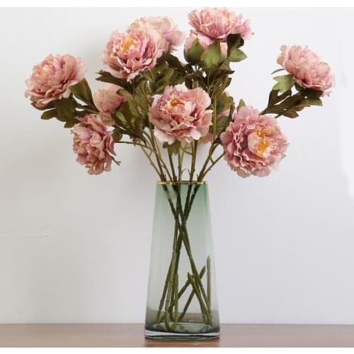 3 Heads Artificial Peony Flowers Silk Fake Flowers Branch Wedding Party Home Decoration Flower