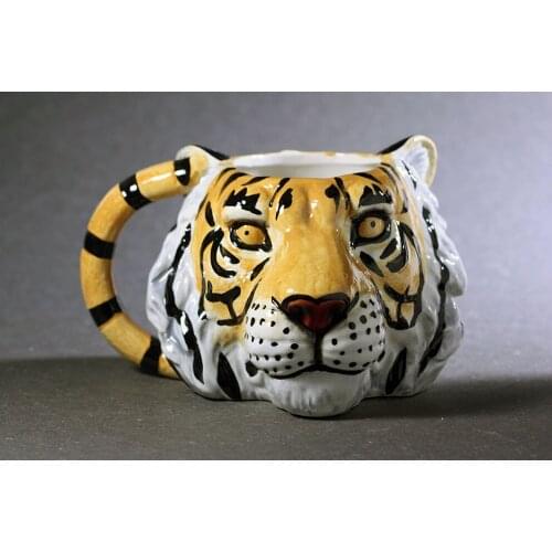 3D Tiger Head Wildlife Adventure Tiger Face Mug Ceramic Cup Animal Coffee Mug Personalised Animal Tea Cup