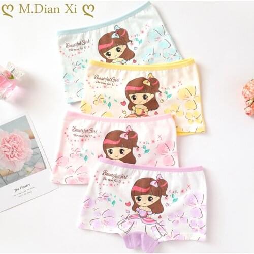 4Pcs/lot Baby Girls Cartoon Cute Beautiful Girls Underpants Kids Underwear Cotton Panties Toddler Children Underwear 2-13years