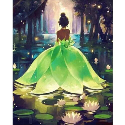 5D DIY Full Round/Square Diamond Painting Lotus-Leaf Girl Cross Stitch 3D Embroidery Rhinestone Mosaic Home Decor Art Y357