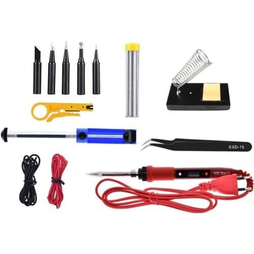 908S Electric Soldering Iron Kit 80W 220V LCD Temperature Adjustable Solder Iron Kit Welding Tool Set ,EU Plug
