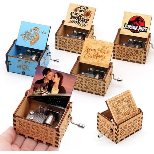 Antique Wooden Hand Cranked My Heart Will Go On Music Box Falling in Love Movie Theme Song Birthday Christmas Gift Coffin Decora