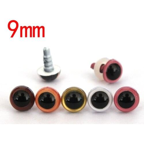 Free shipping!!! 9mm Safety eyes with locking washers--mixed color 50pcs