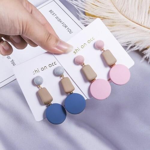 BFH New Korean Big Drop Earrings for Women 2020 Fashion Statement Geometric Wooden Dangle Hanging Earring Female Brincos Jewelry