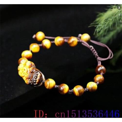 Tiger eye Stone Pixiu Beads Bracelet Hand knotting Bangle Customized Amulet Women Jade Chinese Natural Gifts Charm Jewelry