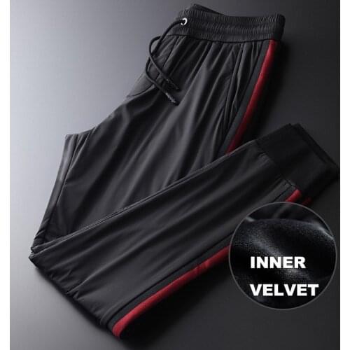 Inner Velvet Men Luxury Thick Casual Sport Elastic Waist Man Pants Autumn And Winter Slim Fit Male Trousers 4XL