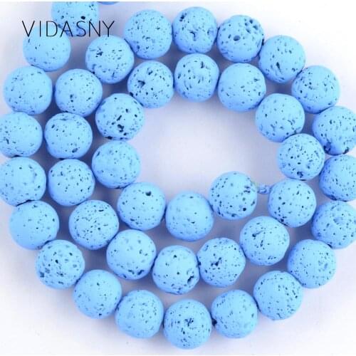 Natural Minerals Light Blue Lava Hematite Stone Beads For Jewelry Making Spacer Loose Beads 4 6 8 10mm Diy Bracelet Necklace 15"
