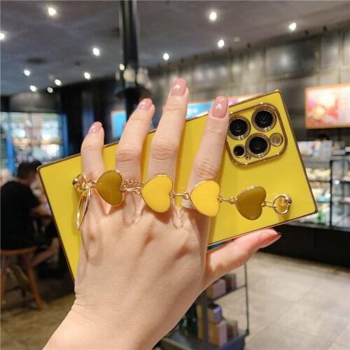 For iphone 12 Case Luxury Square Plated Gold Electroplated Heart Bracelet Cases for iPhone 12 11 Pro Max 7 8 Plus XS XR SE 2020