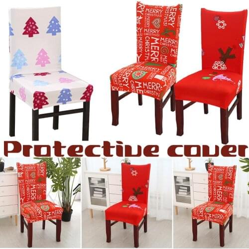 Christmas Chair Cover Big Elastic Seat Chair Covers Xmas Stretch High Back Slipcovers For Christmas Hotel Banquet Party