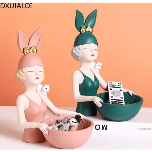 Modern Simple Creative Girl Fruit Plate Decoration Resin Crafts Dressing Table Jewelry Storage Entrance Living Room Decoration