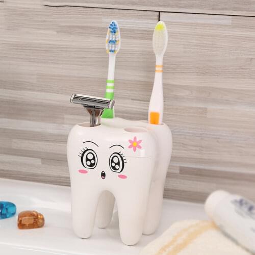 Teeth Style Toothbrush Holder 4 Hole Cartoon Toothbrush Stand Tooth Brush Shelf Bracket Container Bathroom Accessories