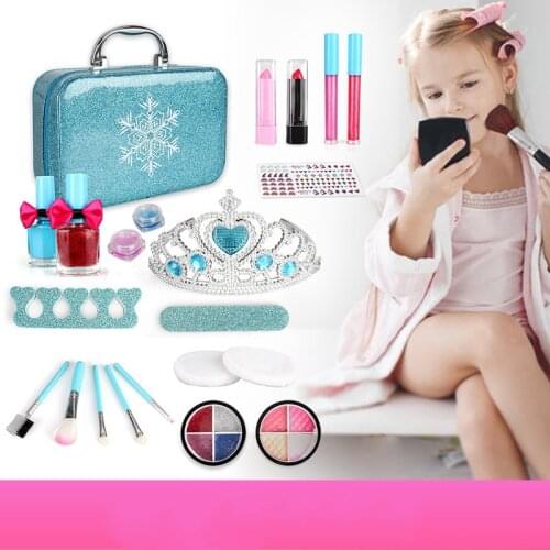 Children Cosmetics Toys Princess Girls Home Makeup Eye Shadow Nail Polish Crown Cosmetic Box Set The Material Is Safe To Play