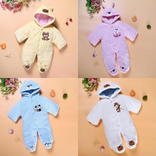 Bear Baby Rompers Warmer Hooded Coats Baby Boys Clothes Newborn Jumpsuits Outfits Long Winter Fleece Baby Girl Jacket Overall