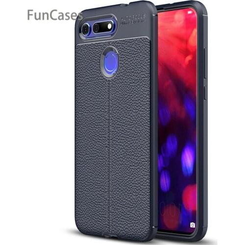 For Huawei Honor V20 Case Silicone Shockproof Case Cover Luxury Leather Litchi Pattern Soft TPU Case for Huawei Honor V20
