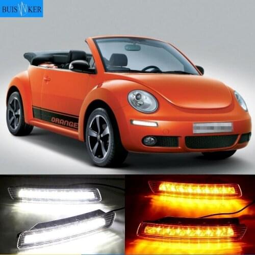 1Pair DRL For VW Beetle 2006 2007 2008 2009 2010 LED Car DRL daytime running light Fog lamp Turn Signal yellow