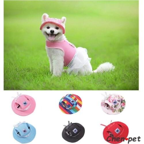 Breathable cute large Pet dog cat fashion solid color Dog Hat Windproof Travel Sports Sun Hats for Puppy Outdoor Accessories