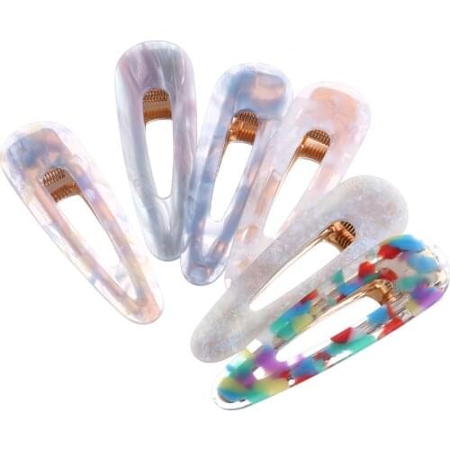 2021 Hot Sale Colorful Acetate Acrylic Hair Clips Hair Jewelry Grips Gold Metal For Women Girls