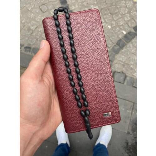 Karalı Leather Karali Leather Phone Compartment The Kartlıkl Burgundy Genuine Leather wallet-Kuka Rosary gift
