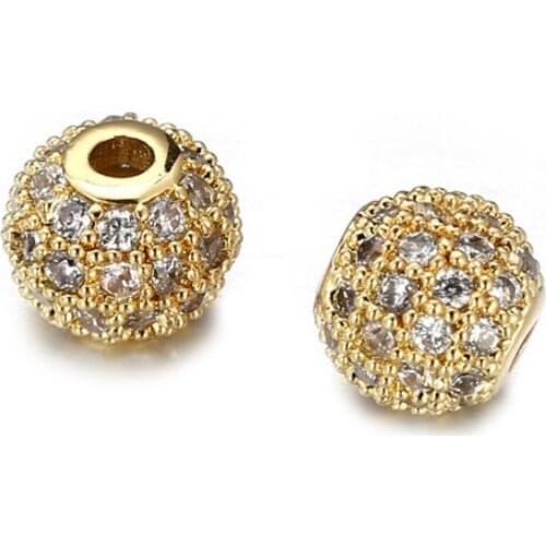 12mm Round micro pave cz cubic zirconia spacer beads Brass Copper Metal Crystal bracelet necklace fh33 Jewelry Findings