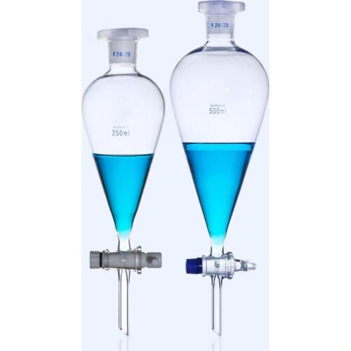 Lab Glass Pear shape separatory funnel Laboratory Separating Funnel with Glass or PTFE Stopper