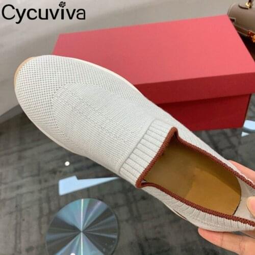 Breathable Knitted Flat Loafers Women Shoes Slip On Platform Casual Shoes For Women Comfortable Ladies Shoes Woman Flats Zapatos