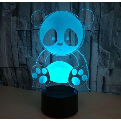 Lovely Panda Model LED 3D Night Light 7 Color Flashing Remote Touch Usb Illusion Baby Sleeepping 3D Lamp Home Bedroom Decoration